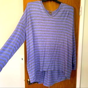 Striped lace up back blouse 3x